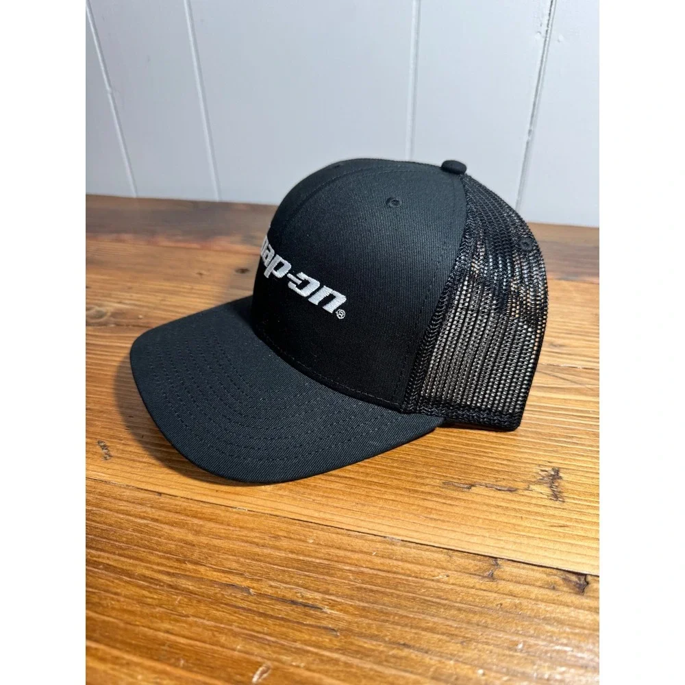 NEW Snap-on Trucker Hat Mens OSFM Black Mesh Back Snapback Logo Cap